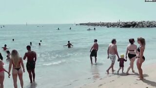 Playa del Somorrostro Barcelona Beach 4K Walk Tour