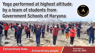 Yoga performed at highest altitude by a team of students from Government Schools of Haryana