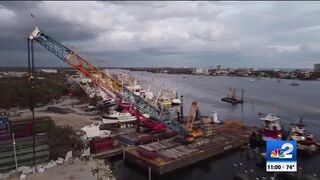 Massive crane set to pick up Fort Myers Beach shrimp boats stranded on dry land