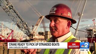 Massive crane set to pick up Fort Myers Beach shrimp boats stranded on dry land