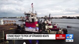 Massive crane set to pick up Fort Myers Beach shrimp boats stranded on dry land