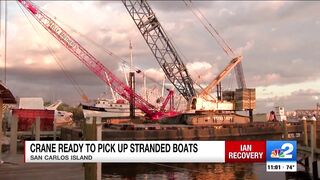 Massive crane set to pick up Fort Myers Beach shrimp boats stranded on dry land