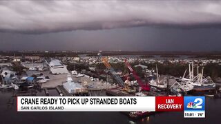 Massive crane set to pick up Fort Myers Beach shrimp boats stranded on dry land