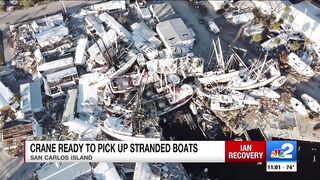 Massive crane set to pick up Fort Myers Beach shrimp boats stranded on dry land