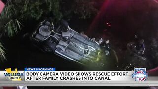 Video shows rescue effort after family crashes into South Daytona Beach canal