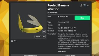 New Banana Valkyrie Helm In Roblox! (167 Robux)