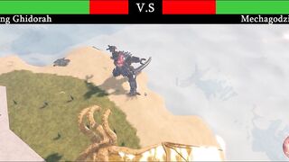 King Ghidorah vs Mechagodzilla Fight With Healthbars - Roblox