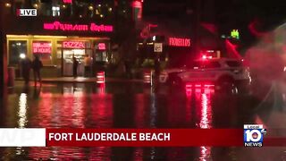 State Road A1A floods at Fort Lauderdale Beach