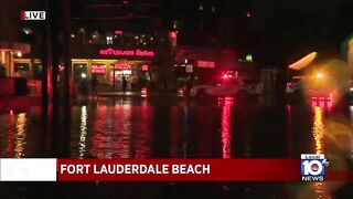 State Road A1A floods at Fort Lauderdale Beach