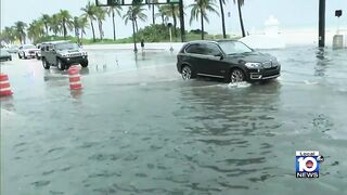 State Road A1A floods at Fort Lauderdale Beach