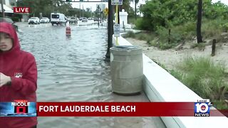 State Road A1A partially floods in Fort Lauderdale Beach