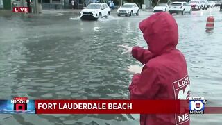 State Road A1A partially floods in Fort Lauderdale Beach