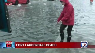 State Road A1A partially floods in Fort Lauderdale Beach