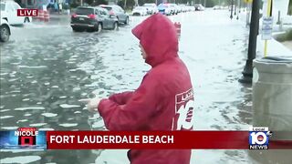 State Road A1A partially floods in Fort Lauderdale Beach