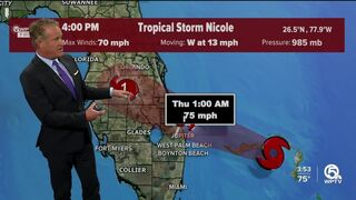 Tropical Storm Nicole forecast, 4 p.m. Nov. 9, 2022