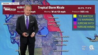 Tropical Storm Nicole forecast, 4 p.m. Nov. 9, 2022