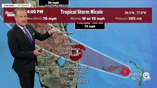 Tropical Storm Nicole forecast, 4 p.m. Nov. 9, 2022