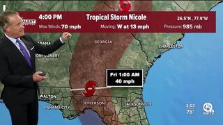 Tropical Storm Nicole forecast, 4 p.m. Nov. 9, 2022