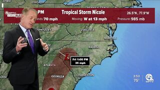 Tropical Storm Nicole forecast, 4 p.m. Nov. 9, 2022