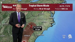 Tropical Storm Nicole forecast, 4 p.m. Nov. 9, 2022