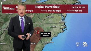 Tropical Storm Nicole forecast, 4 p.m. Nov. 9, 2022