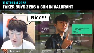 Faker buys Zeus a gun in Valorant ???? | T1 Stream Moments | T1 cute moments 2022