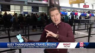 Travel numbers up to pre-pandemic levels as Thanksgiving travel rush continues