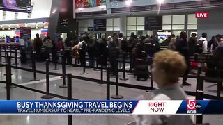 Travel numbers up to pre-pandemic levels as Thanksgiving travel rush continues