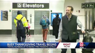 Travel numbers up to pre-pandemic levels as Thanksgiving travel rush continues