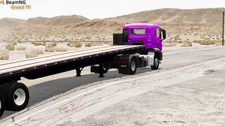 Flatbed Trailer Cars Transporatation with Truck - Pothole vs Car #2 - BeamNG.Drive