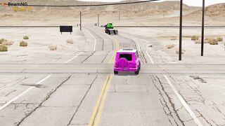 Flatbed Trailer Cars Transporatation with Truck - Pothole vs Car #2 - BeamNG.Drive