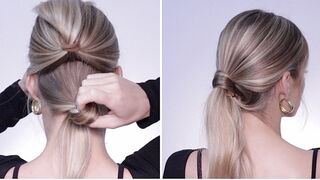 EASIEST WAY TO HIDE A HAIR TIE IN A PONYTAIL, TIKTOK HAIR HACK