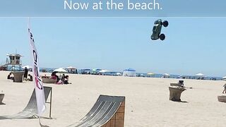 Ford Maverick rainbow and RC cars at the beach