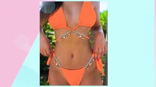 Bikini Crystal Swimwear Metal Chain Women's Swimsuit Bathing Bikinis