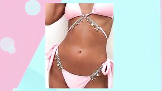 Bikini Crystal Swimwear Metal Chain Women's Swimsuit Bathing Bikinis