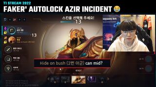 Faker' autolock Azir incident - "Can mid?" | T1 Stream Moments | T1 cute moments