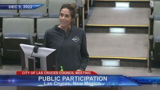 YOGA TEACHER WAS ATTACKED AND THREATENED - Jane Bloom at Dec 5 2022 Las Cruces City Council Meeting