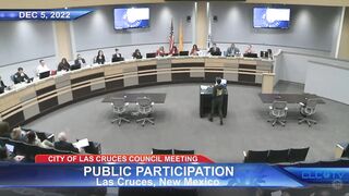 YOGA TEACHER WAS ATTACKED AND THREATENED - Jane Bloom at Dec 5 2022 Las Cruces City Council Meeting