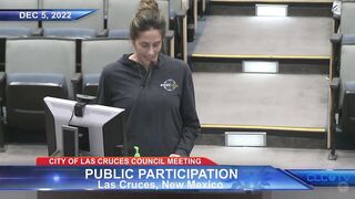 YOGA TEACHER WAS ATTACKED AND THREATENED - Jane Bloom at Dec 5 2022 Las Cruces City Council Meeting