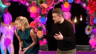 Maya Jama, patent thigh boots, 'Celebrity Juice: The Happy Ending'