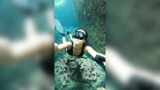 Deep Underwater Girl Swimming | Bikini Girls Swimming In Underwater 117 | Underwater Official 10M