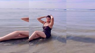 Poonam Dubey Beach Bikini Baby Super Hot 4K