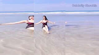 Poonam Dubey Beach Bikini Baby Super Hot 4K