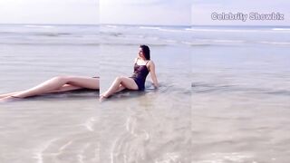 Poonam Dubey Beach Bikini Baby Super Hot 4K