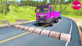 Trucks Cars vs Massive Speed Bumps Beamng RST Games#411