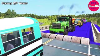 Trucks Cars vs Massive Speed Bumps Beamng RST Games#411