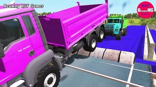 Trucks Cars vs Massive Speed Bumps Beamng RST Games#411