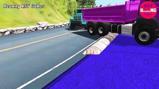 Trucks Cars vs Massive Speed Bumps Beamng RST Games#411