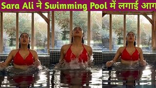 Sara Ali Khan Red Bikini Looks Vacation Enjoy In Uk! सारा अली खान ने लगाई Swimming Pool में आग