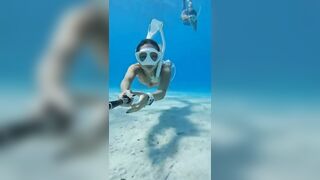 Deep Underwater Girl Swimming | Bikini Girls Swimming In Underwater 128 | Underwater Official 10M